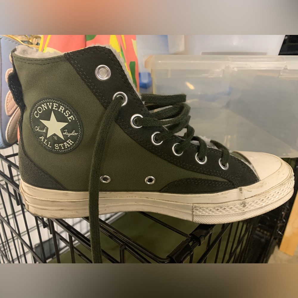 Fleece lined high top converse